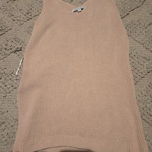 Ribbed V-Neck Knit Tank in Blush